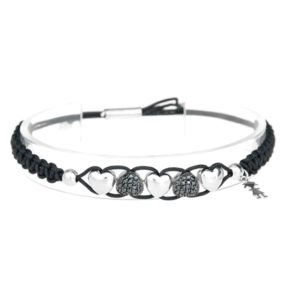 bracciali cuori argento e nero