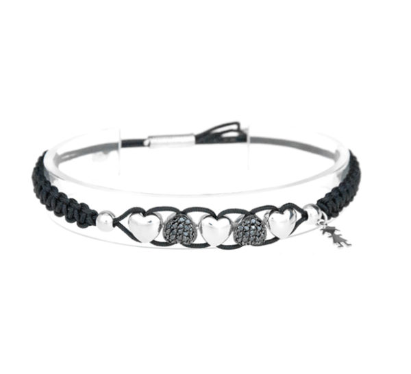 bracciali cuori argento e nero