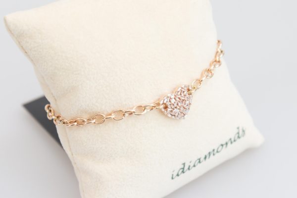 idiamonds bracciale forzatina cuore rosa