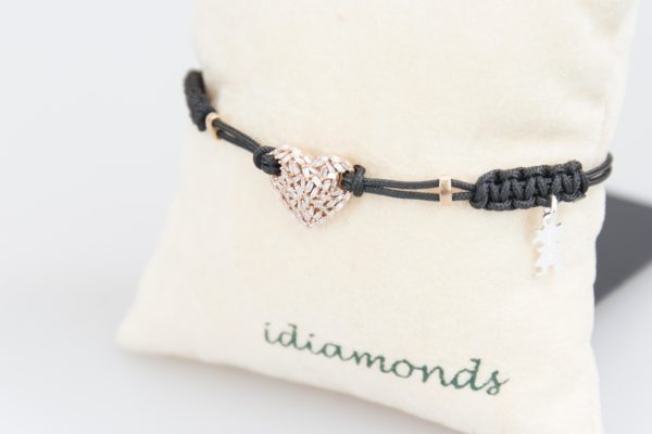 idiamonds bracciale sagola cuore rosa